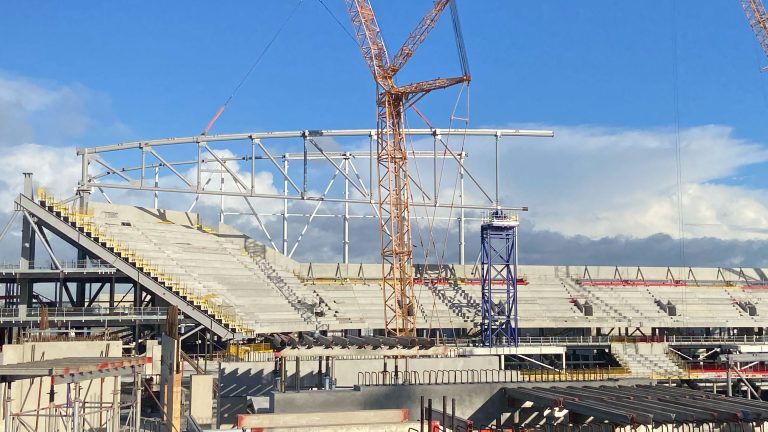 First Roof Truss Hits The Heights at Everton Stadium