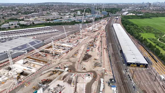 Two years of permanent construction completed at HS2’s Old Oak Common Station site