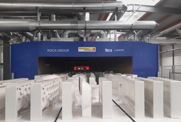 Roca Group and LAUFEN successfully commission the world’s first electric tunnel kiln for the production of sanitary ceramics