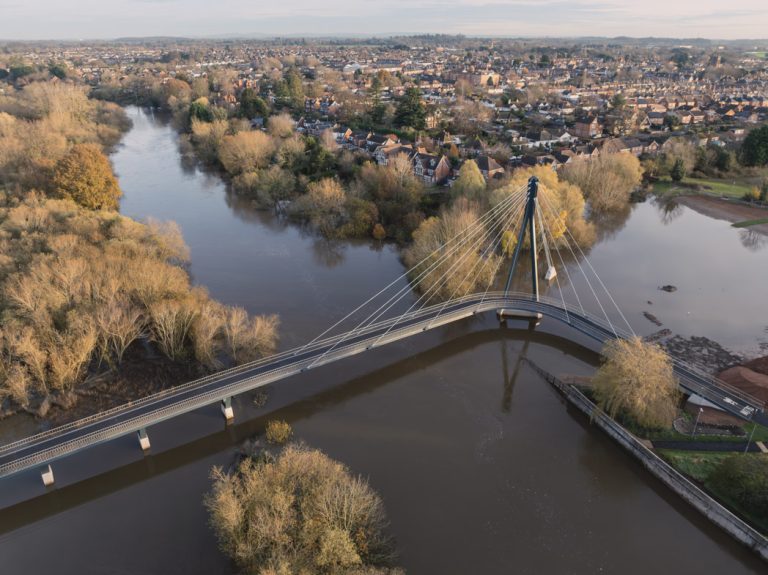 Moxon’s Kepax Bridge, a new pedestrian and cycling bridge over the River Severn, opens to the public