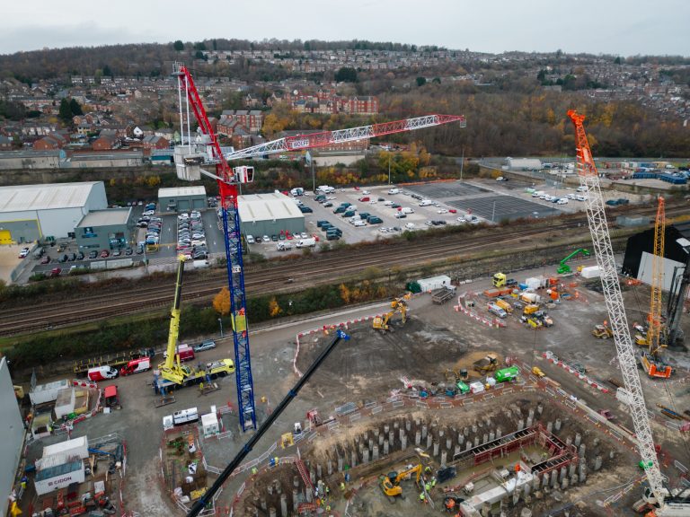 Vinci building’s first tower cranes on site at Sheffield Forgemasters