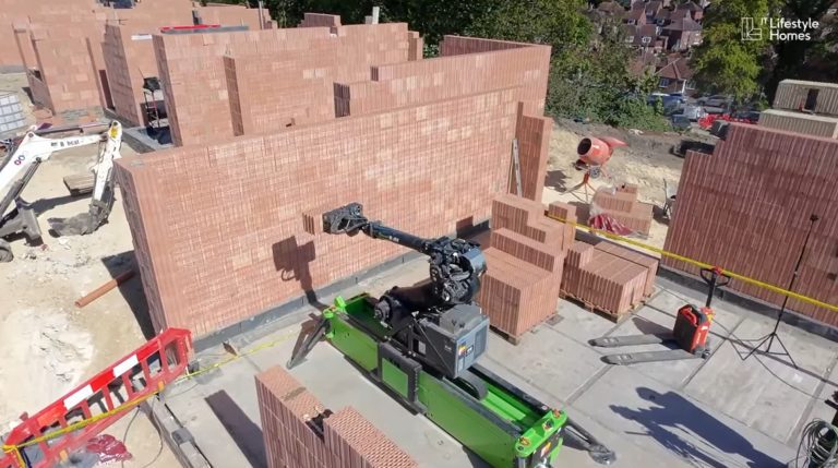 A GROUNDBREAKING robot designed to make bricklaying smarter, faster, safer and greener has arrived in the UK
