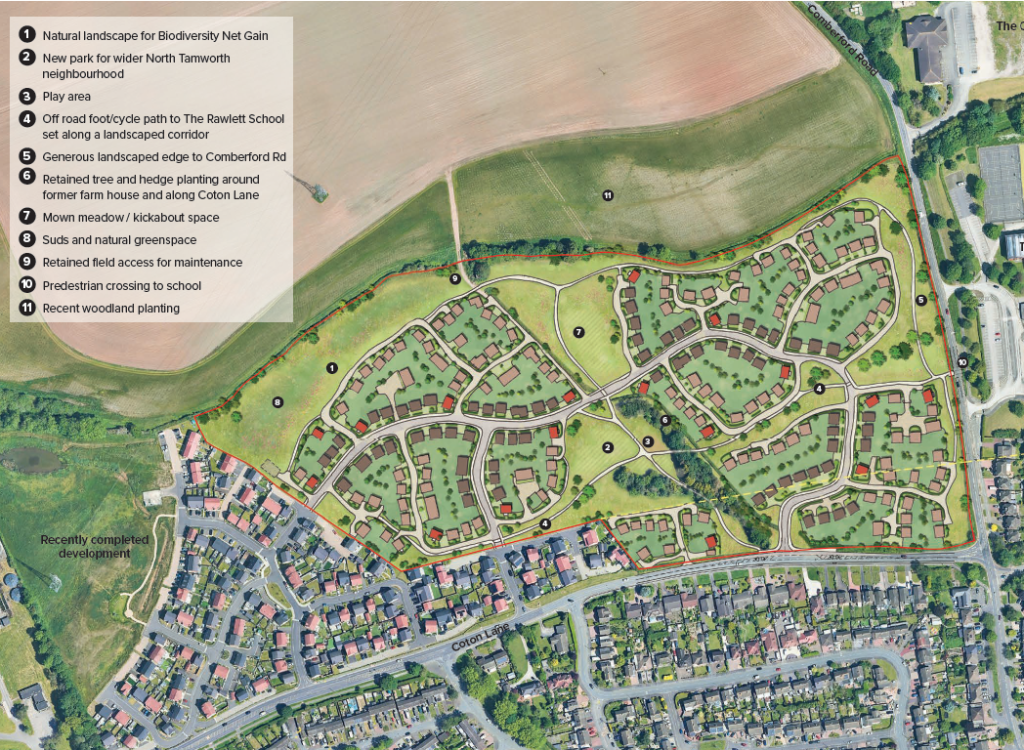 Bellway submits plans for a new 334-home neighbourhood in Tamworth