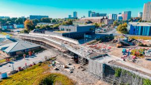 Altrad RMD Kwikform supports construction of complex new angled-span pedestrian bridge in Salford