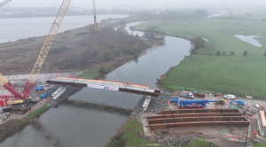 First span of new Walton-on-Trent Bridge lifted into place
