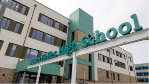 Pupils arrive at new Wester Hailes High School building