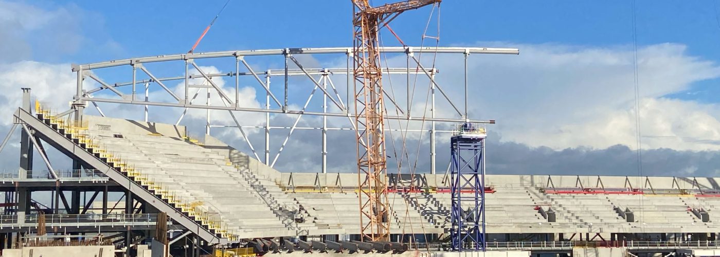 First Roof Truss Hits The Heights at Everton Stadium