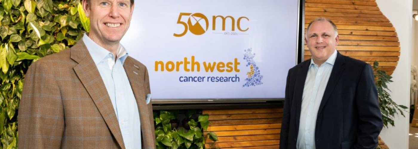 Dave Lowe, managing director at MC Construction with Alastair Richards, CEO at North West Cancer Research.