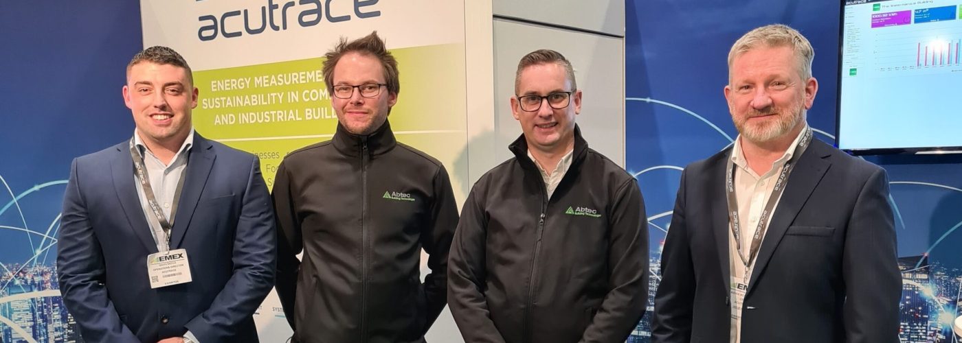 Abtec Building Technologies partners with Acutrace - pictured left to right: Gavin Doyle (Operations Director, Acutrace), Duncan Greene (Head of Technical, Abtec Building Technologies), Dave Watkins (Director, Abtec Building Technologies) and Aidan McDonnell (CEO, Acutrace).