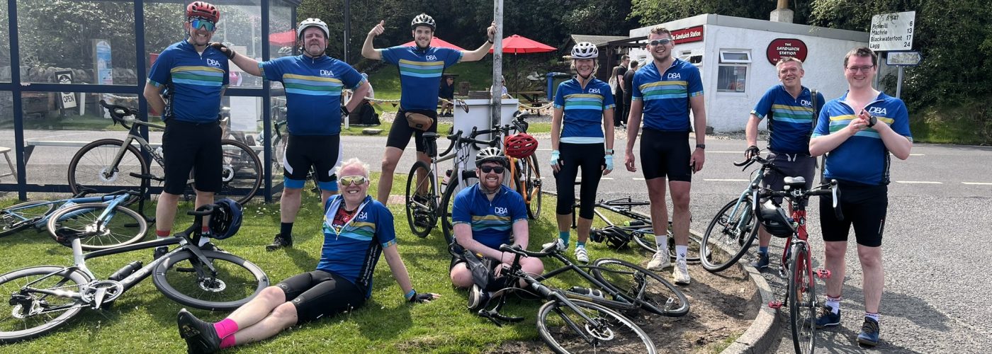 Ten-strong Team of cyclists from Dougall Baillie overcomes the Five Ferry challenge and raise £4500 for the Beatson Cancer Charity