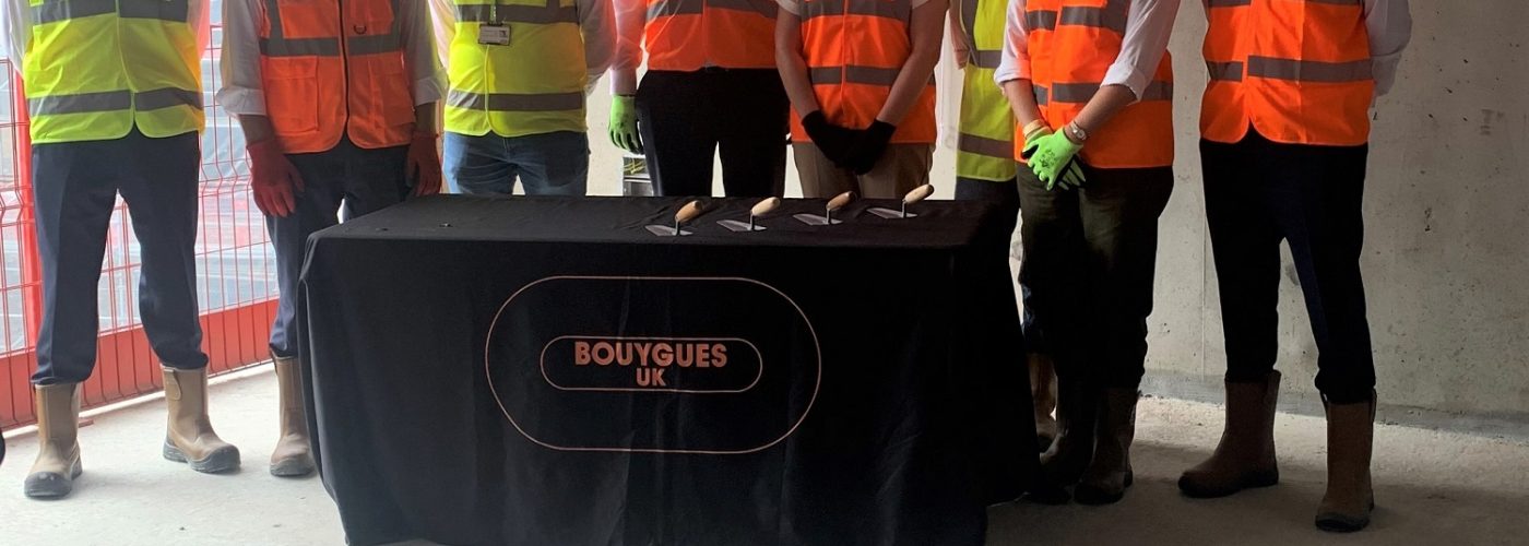 Bouygues UK, Link City and other stakeholders at the topping out ceremony of phase 3 of the Hallsville Quarter in Canning Town. Image #2 artist impression of phase III