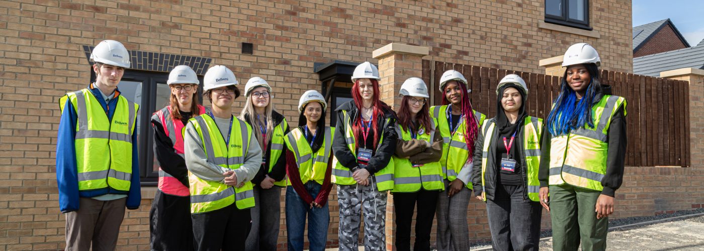 Young people learn about careers in construction on visit to Bellway development near Newcastle