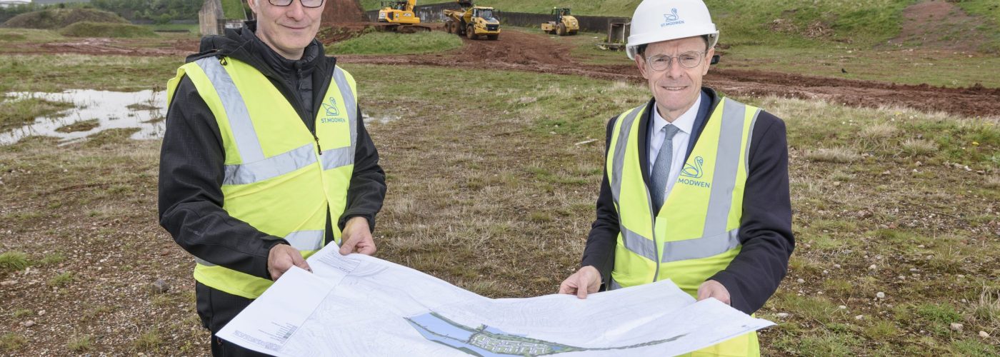 Mayor of the West Midlands, Andy Street meets with St Modwen Senior Director Rob Flavell as work starts on the new Longbridge Business Park on the site of the former Austin Rover West Works.