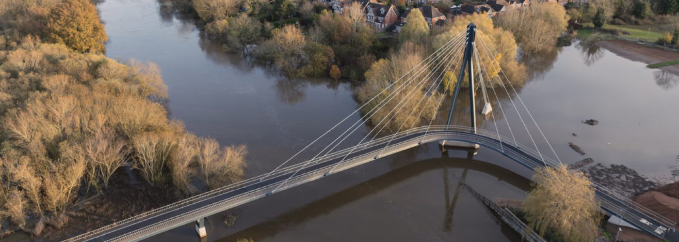 Moxon’s Kepax Bridge, a new pedestrian and cycling bridge over the River Severn, opens to the public