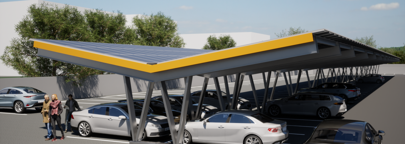 SIG Building Solutions Double Gull Wing Solar Car Parking Structure design