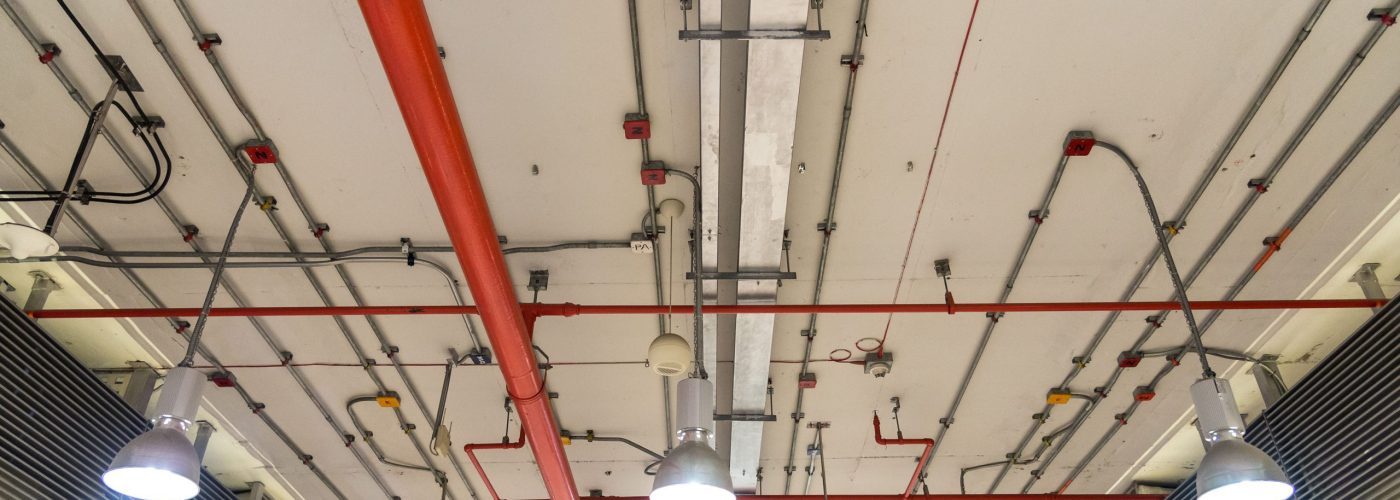 power line in running conduit tube on ceiling, galvanized steel