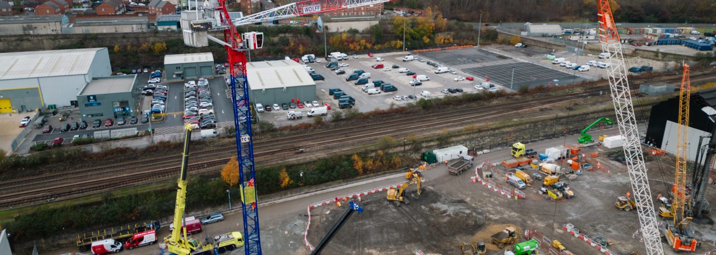 Vinci building’s first tower cranes on site at Sheffield Forgemasters