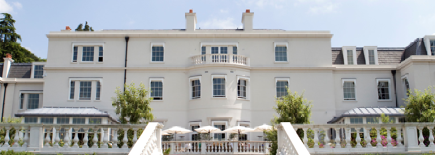 Haddonstone's balustrade lines a stairway at Coworth Park, Ascot