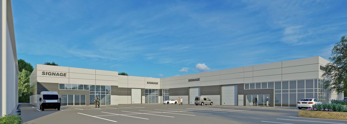 Artist's impression of new industrial units being development for commercial use by Penton Motor Group in Christchurch, which are being built by John Reid & Sons Ltd (REIDsteel)
IMAGE BY REIDSTEEL