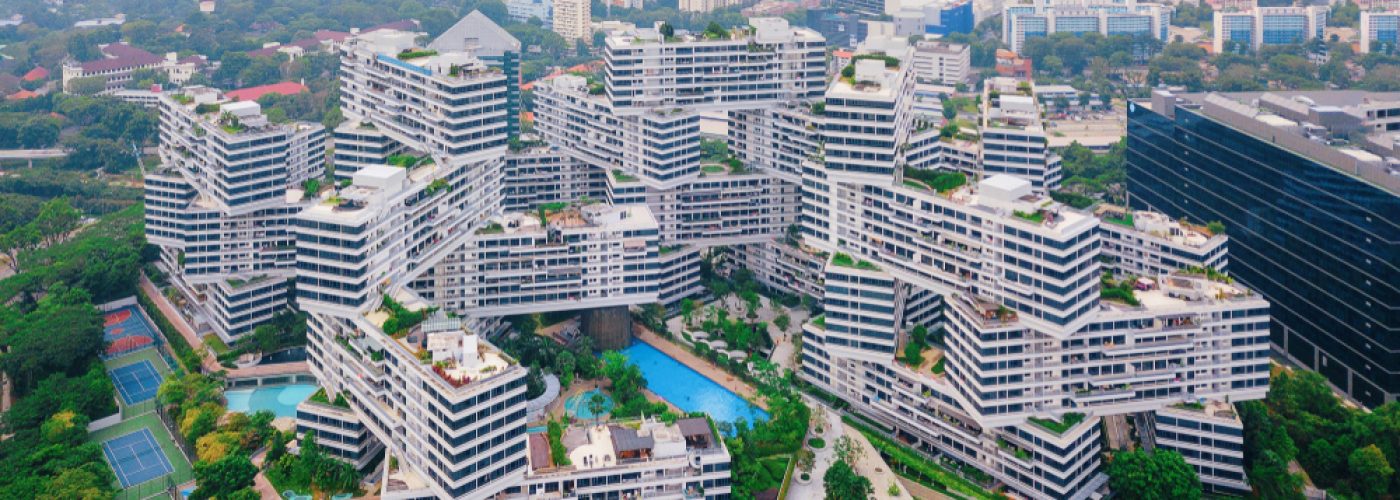 The,Interlace,Apartments,In,Singapore,City,And,Skyscrapers,Buildings.,Modern