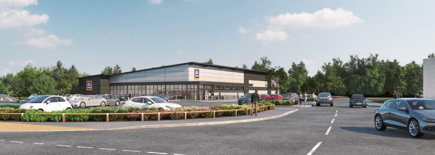 Construction of new Aldi supermarket progressing as structure takes shape