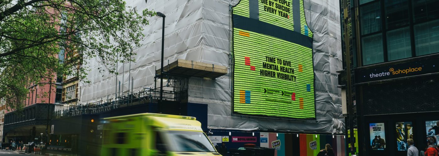 • The artwork is being displayed on a construction site in the West End of London throughout Mental Health Awareness Week • The stunt has been organised by IronmongeryDirect and ElectricalDirect to ‘give mental health higher visibility’ in the trade industry • On average, 687 UK tradespeople die by suicide every year; almost two a day